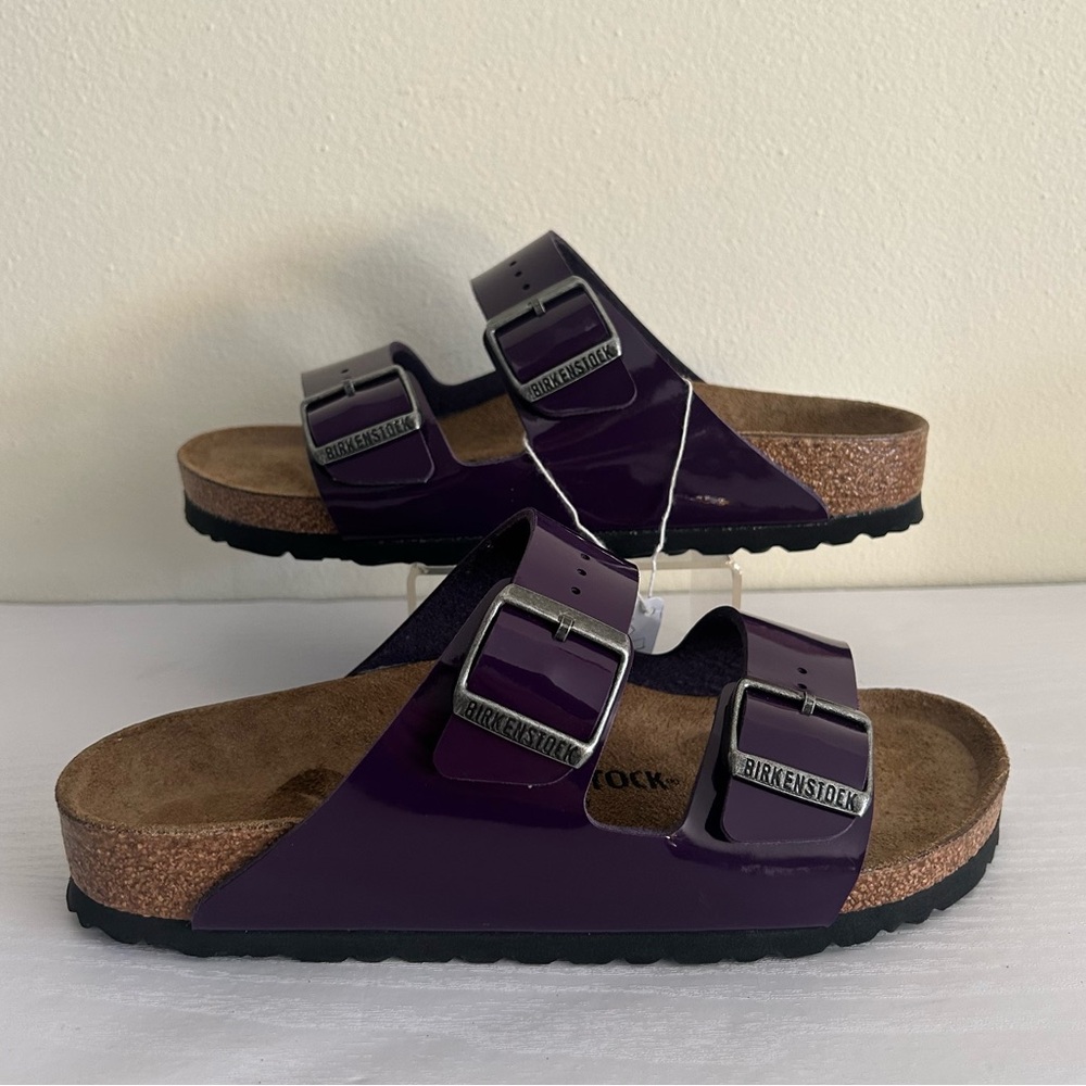 Birkenstock Arizona Birko-Flor Patent Acai Size 38 Brand New